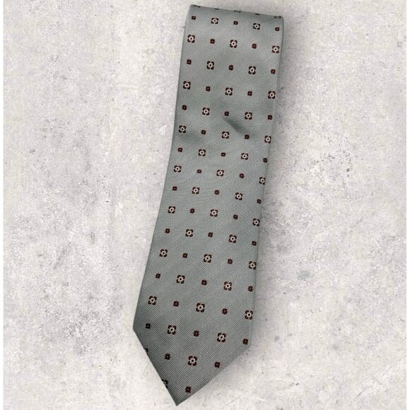 ERMENEGILDO ZEGNA Silk Tie ITALY Gray Brown Geometric W:3.5